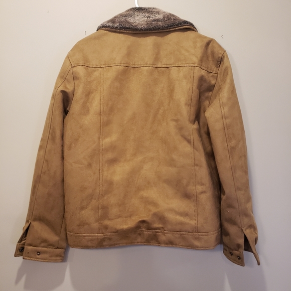 VG Collection Womens Aviator Pilot Jacket Faux Suede Shearling Collar M Italy - Picture 2 of 9